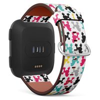 Poodle Dog Pattern - Patterned Leather Wristband Strap Compatible with Fitbit Versa