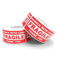 PF Tech [2 Rolls, 1000 Labels] Fragile Stickers, 2 x 3 Inch, Handle with Care, Thank You Labels, Warning Notice Stickers for Shipping and Packing, Permanent Adhesive Labels (500 per Roll) (2 Rolls)