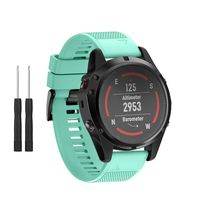 HSWAI Compatible BandsReplacement for Garmin Fenix 5X/Fenix 5X Plus/Fenix 3/Fenix 3 HR，26mm Width Soft Silicone Watch Strap with Black Metal Buckle for Women & Men(Teal)