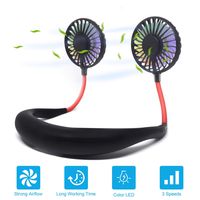 Hand Free Portable Neck Fan - Rechargeable Mini USB Personal Fan Wearable Neckband Fan，3 Level Air Flow，7 LED Lights，360 Degree Free Rotation Perfect for Sports, Office and Outdoor (Black)