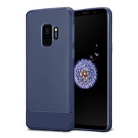 Kit Me Out World Carbon Series Case Designed for Samsung Galaxy S9, Full Matte Slim Fit Flexible TPU Minimal Durable Protection Case Cover Brushed Carbon Fiber Effect (Blue)