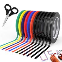 Graphic Chart Tape Art Tape Whiteboard Tape Vinyl Tape 12 Pacs 1/8" Self-adhesive Artist Tape -with a Gift -Scissor (PET)