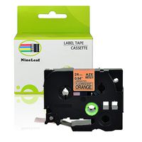 NineLeaf 1 Pack Label Tape Cartridge Compatible for Brother P-Touch Laminated TZ-B51 TZe B51 TZeB51 TZ B51 Black on Fluorescent Orange 24mm x 5m 1" x16.4ft for PT-D600 2730 E500 P700 330 Label Maker