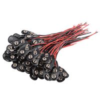 uxcell 100pcs DC 9V Battery Clip I-Type Buckle Connector Lead Wire 10cm Long
