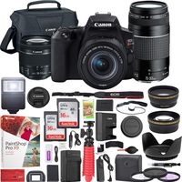 Canon EOS Rebel SL3 DSLR 4K Camera (Black) with EF-S 18-55mm f/3.5-5.6 IS STM and EF 75-300mm f/4-5.6 III Double Zoom Lens Kit and SanDisk Memory Cards 16GB 2 Pack Plus Triple Battery Accessory Bundle