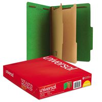 Universal 10302 Pressboard Classification Folders, Letter, Six-Section, Emerald Green, 10/Box