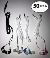 Bulk Pack of 50 Mixed Candy Color 3.5mm in-Ear Earbuds/Headphones - Great for Schools/Kids/Libraries