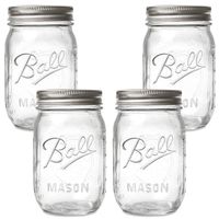 Ball Regular Mouth Mason Jars with Lids and Bands, 16-Ounces (4-Pack)