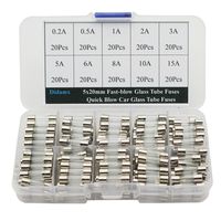 Didamx 200Pcs 5x20mm 0.2A-15A Fast-blow Glass Tube Fuses Quick Blow Car Glass Tube Fuses
