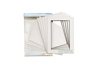 THE DISPLAY GUYS Professional 5x7 Pack of 25 Deluxe White w/Black Core Picture Photo Matting Mat Boards + Backing Boards + Clear Plastic Bags Complete Set