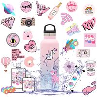 Stickers for Water Bottles, Stickers for Hydroflask Pink, Cute Vsco Stickers 53Pcs, Waterproof Vinyl Laptop Decal Stickers Pack for Teens, Computer, Hydro Flask, Travel Case (Pink Lady)