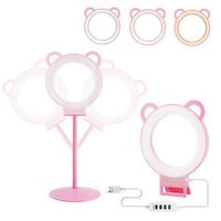 Lusweimi 6-inch Mini LED Selfie Ring Light kit 3000-5500K Adjustable Desktop Lamp USB Plug with Stand for YouTube Makeup/Live/Vlogs, Beauty Lovely Shape with 3 Light Modes &11 Brightness Level (Pink)