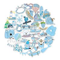 Cute Vsco Stickers for Water Bottles, 35 Pack Waterproof Laptop Stickers Trendy Aesthetic Stickers for Guitar, Laptop, Luggage, Skateboard, Stickers for Kids, Girls (Blue)