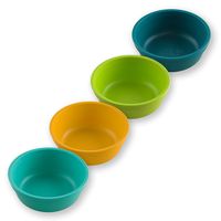 Re-Play Made in The USA 4pk Bowls for Easy Baby, Toddler, and Child Feeding - Aqua, Sunny Yellow, Lime, Teal (Aqua Asst.+)