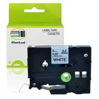 NineLeaf 1 Pack Black on White Labeling Tape Compatible for Brother TZe211 TZ-211 TZ211 Laminated Label Tape Cartridge for P-Touch Label Makers & Printers 1/4"x 26.2"(6mm x 8m)