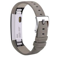 Vancle Compatible with for Fitbit Alta Bands Leather, Adjustable Replacement Accessories Fitbit Alta HR Bands for Women Men (10. Matte Gray)