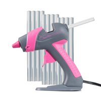 Chandler Tool Mini Glue Gun - 25 Watt Mini Size High Temp Hot Melt Mini Glue Gun Kit with 12 Pcs Mini Hot Glue Sticks, Patented Base Stand &, for Arts & Crafts, DIY & More (Pink)
