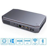 Mini PC with AMD A4-7210 CPU & Windows 10 Pro (64-bit), 4GB DDR3(DIY Upgradeable) + 64GB eMMC Mini Desktop Computer with WiFi 2.4G/5G,Bluetooth 4.2，Support Built-in 2.5-Inch SATA SSD/HDD(Not Include)