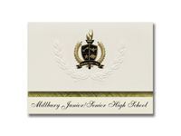 Signature Announcements Millbury Junior/Senior High School (Millbury, MA) Graduation Announcements, Presidential Basic Pack 25 with Gold & Black Metallic Foil seal