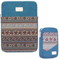15 Inch Bohemian Canvas Protective Laptop Sleeve Bag Notebook Case Cover for MacBook Chromebook Acer Dell HP Samsung Sony (Vertical,Blue)