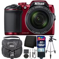 Nikon COOLPIX B500 16MP Wi-Fi & NFC Digital Camera Red with 32GB Accessory Kit