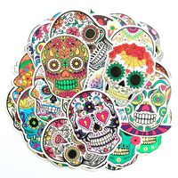 Hybsk Sugar Skull Stickers Laptop Skull Decals Dia de Los Muertos Mexican Day of The Dead Sticker Bomb Water Bottle Luggage Bike Computer Skateboard Vinyl Decal (50 Pack)