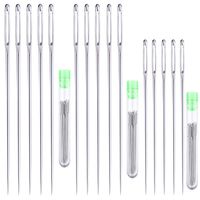 Large Eye Hand Sewing Needles (15 Pcs) - 2 Sizes (2.4", 2") and 3 Clear Storage Tubes