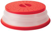 Tovolo Vented Collapsible Microwave Food Cover With Easy Grip Handle, Dishwasher-Safe, BPA-Free Silicone & Plastic, 10.5" Round, Red