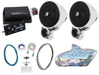 (2) Kicker 40PSM32 PSM3 Motorcycle/ATV/UTV/Cart Speakers+Bluetooth Amp+Wires