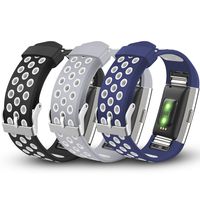 iHillon Compatible with Fitbit Charge 2 Bands, 3-Pack Soft Breathable Bands Sport Accessories Wristbands Compatible with Fitbit Charge 2 Smart Fitness Watch, Small Large (No Tracker)