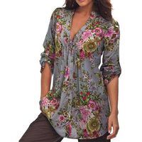 Women's 3/4 Sleeve V Neck Shirt,2021 Clearance Summer Ladies Casual Chiffon Floral Printed Shirts Tunic Blouse Tops