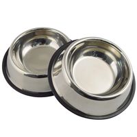 Mlife Stainless Steel Dog Bowl with Rubber Base for Small/Medium/Large Dogs, Pets Feeder Bowl and Water Bowl Perfect Choice (Set of 2)