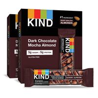 KIND Bars, Dark Chocolate Mocha Almond, Gluten Free, Low Sugar, 1.4 Ounce Bars, 24 Count