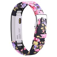 Tobfit Leather Bands Compatible with Fitbit Alta/Alta HR Bands, Genuine Leather Replacement Wristbands, (Pink Floral, 5.5''-8.1'')