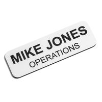 Custom Engraved Name Tag Badges - Personalized Identification with Pin or Magnetic Backing, 1 Inch x 3 Inches, White/Black