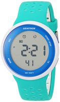 Armitron Sport Unisex Digital Chronograph Teal and White Perforated Silicone Strap Watch, 40/8423WTL