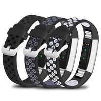 iHillon Compatible with Fitbit Alta (HR)/ Fitbit Ace Bands, 3-Pack Two-Toned Breathable Sport Strap with Metal Buckle Compatible with Fitbit Alta/ Alta Hr/ Fitbit Ace for Women Men, Small