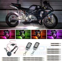 LEDGlow 12pc Advanced Million Color LED Motorcycle Accent Underlow Light Kit - 15 Solid Colors - 6 Patterns - Multi-Color Flexible Strips - Includes Waterproof Control Box & 2 Wireless Remotes
