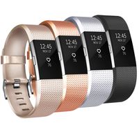 Tobfit 4 Pack Sport Bands Compatible with Fitbit Charge 2 Bands, Replacement Wristbands for Women Men Small/Large (Black/Champagne/Rose Gold/Silver, Large)