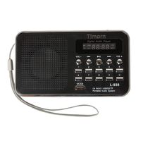 Portable FM Radio, Timorn Mini Radio MP3 Music Player with USB Rechargeable Supports TF/SD Card (Black)