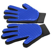 [Upgrade Version] Pet Grooming Glove - Gentle Deshedding Brush Glove - Efficient Pet Hair Remover Mitt - Enhanced Five Finger Design - Perfect for Dog & Cat with Long & Short Fur - 1 Pair (Blue)