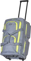 Olympia 8 Pocket Rolling Duffel Bag, Gray/Lime