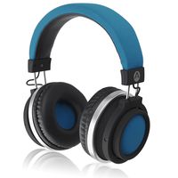 Audiomate BT980 Stereo HD Audio Bluetooth Wireless Over-Ear Headphones Built-in Microphone Hidden Remote Controls XL Ear Cups TruBass Enhancement - Blue