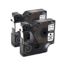 Compatible Standard Laminated Label Tape Replacement for DYMO LabelManager 45013 Black on White Labels 12mm 7m (1/2" 23ft) (2 Pack)