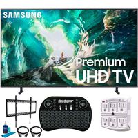 Samsung UN82RU8000 82" RU8000 LED Smart 4K UHD TV with 1 Year Warranty (2019 Model)(Renewed) Flat Wall Mount Bundle with Deco Gear 2.4GHz Wireless Keyboard Smart Remote and 6-Outlet Surge Protector