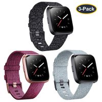 KIMILAR 3-Pack Bands Compatible with Fitbit Versa/Versa 2/Versa Lite Edition, Large Small Soft Woven Fabric Breathable Accessories Strap Replacement Wristband Women Men Compatible Versa Smart Watch