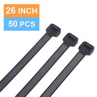 Cable Ties Heavy Duty 26 Inch,0.35 Inch/9mm Width, 50 Pieces, Strong Black Zip Ties with 200 Pounds Tensile Strength, Long Durable Nylon Black tie(50)