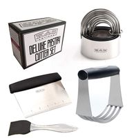 K&S Artisan Stainless Steel Pastry Scraper, Dough Blender & Biscuit Cutter Set (3 Pieces/Set) Heavy Duty Professional Baking Dough Tools, FREE pastry Brush