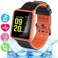 EZone Fitness Tracker Smart Watch, N88 Activity Tracker with Heart Rate Monitor,Color Screen Fitness Watch with Sleep Monitor Blood Pressure Monitor Pedometer Watch, IP68 Waterproof (Orange)