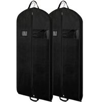 Zilink Black Garment Bags Suit Bags for Travel 54 inch Breathable Dresses Cover Bag with Gusseted, Clear Window and ID Card Holder for Suit, Coat, Dress,Set of 2